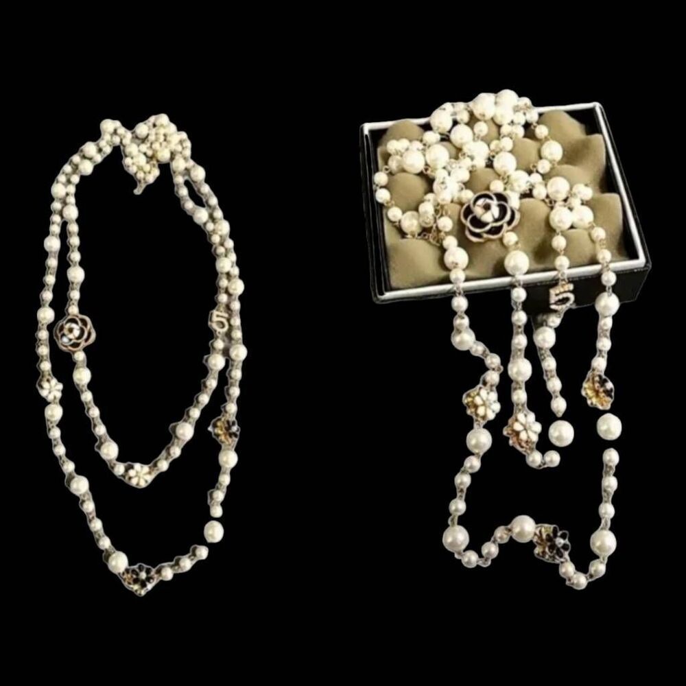 French Court Style Faux Pearl Necklace Korean Style Flower Beaded Number 5 - Picture 4 of 6